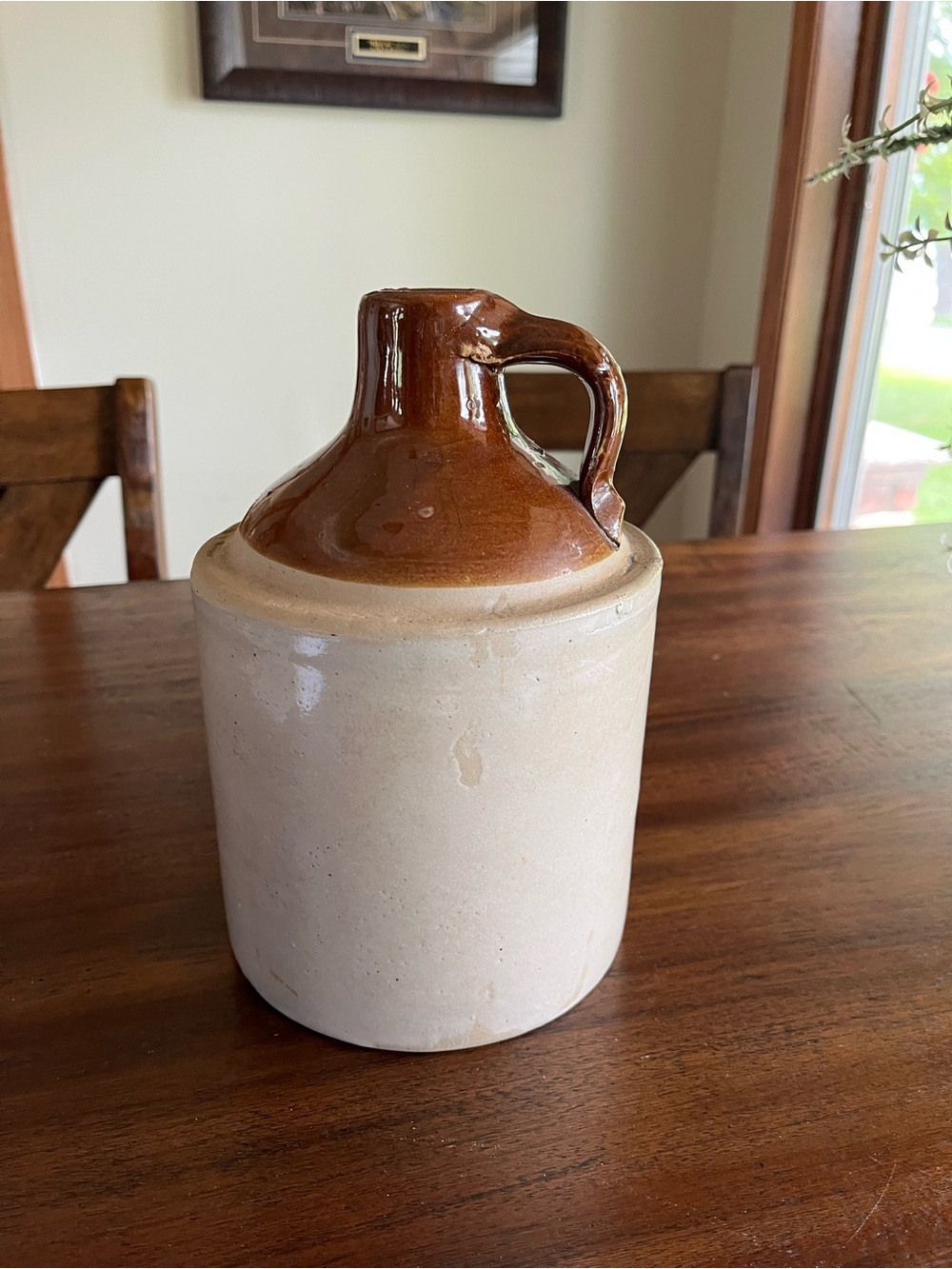 Vintage Two-Tone Stoneware Jug - Brown and Cream